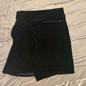 Black Velvet Tie Mini Skirt